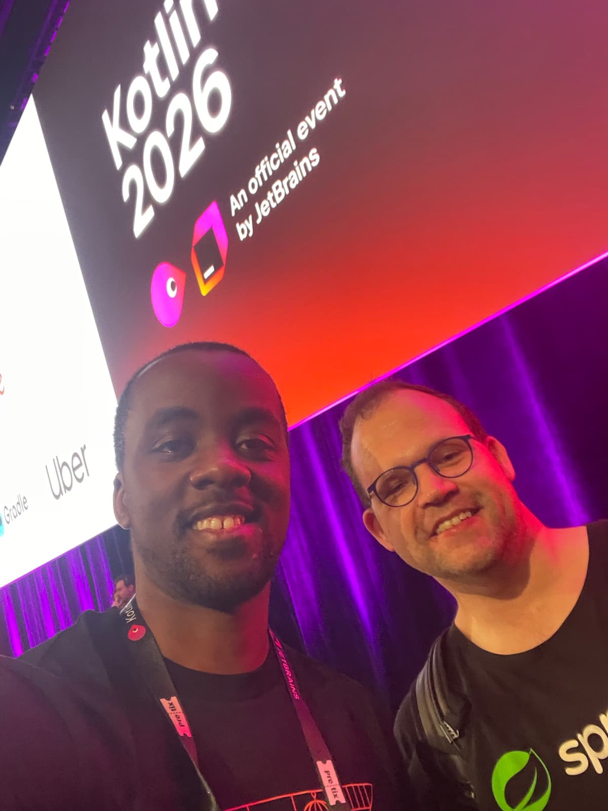 Oreste Gabo with Spring developer advocate Josh Long at KotlinConf 2026